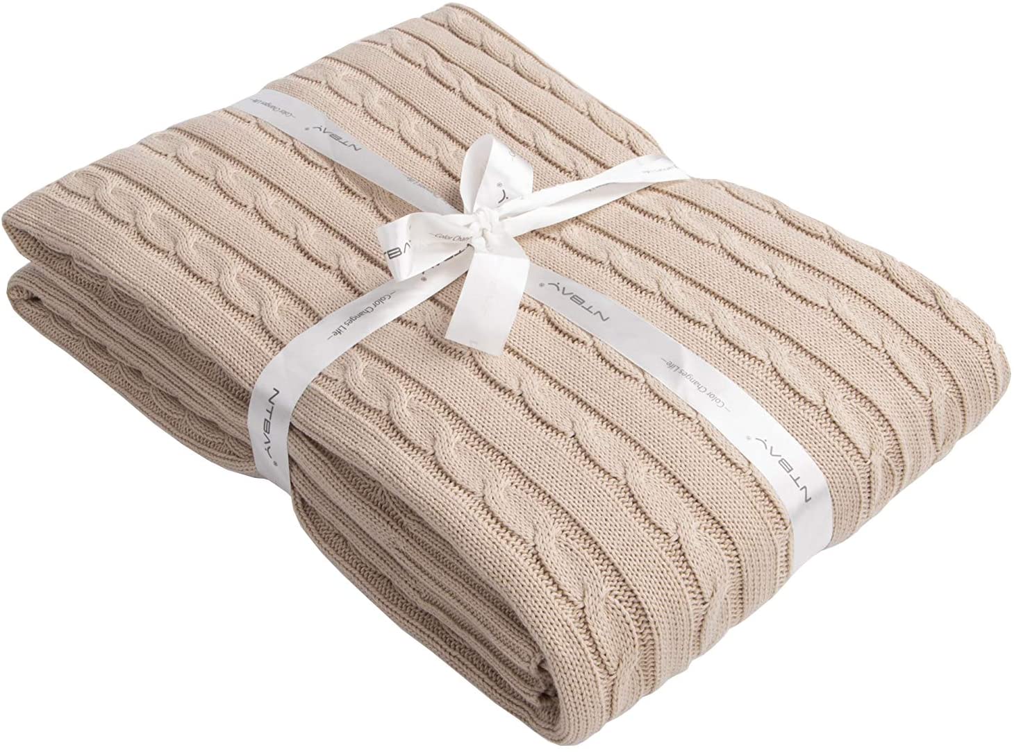 100% Cotton Cable Knit Throw Blanket Super Soft Warm Multi Color