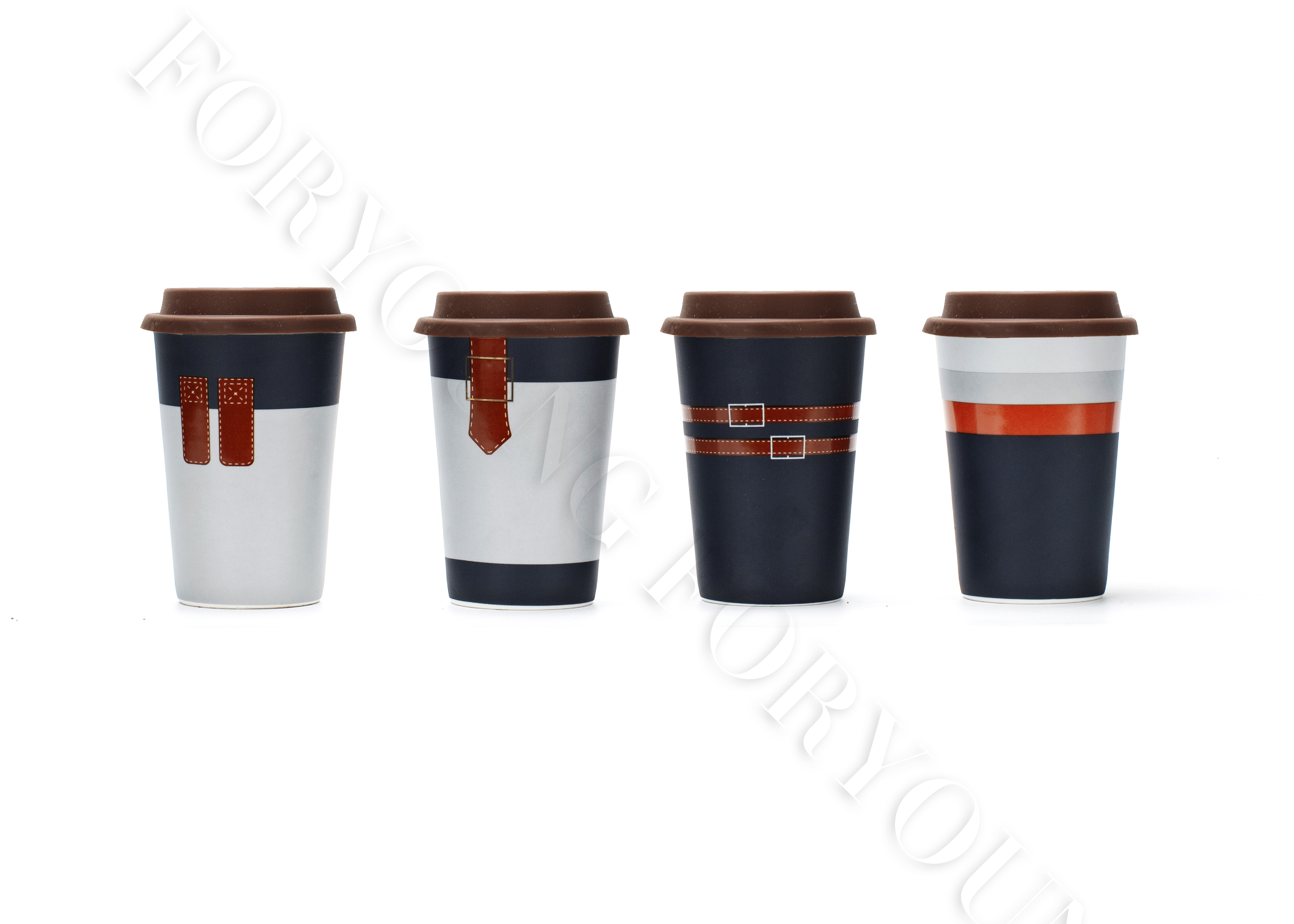 Ceramic mug gift set of 4 /2 New Bone Porcelain customized