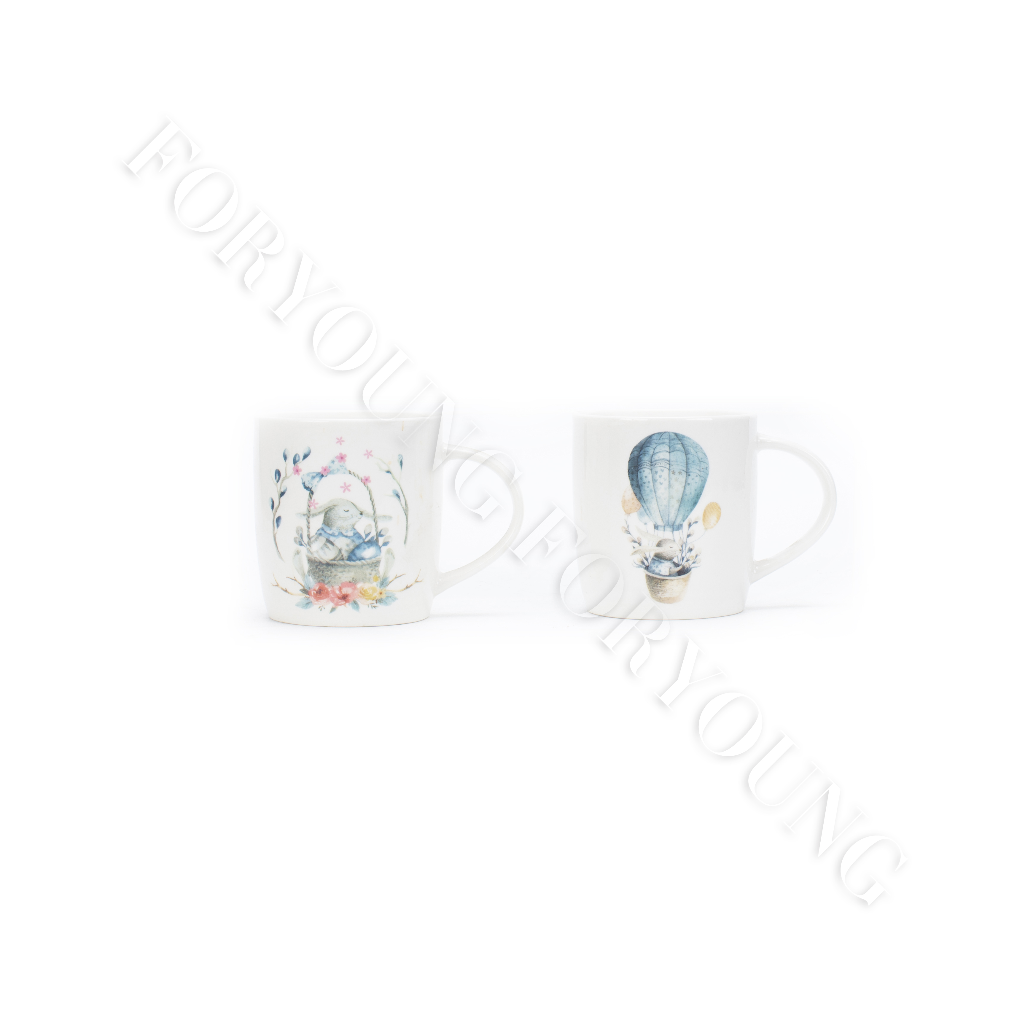 Ceramic mug gift set of 4 /2 New Bone Porcelain customized