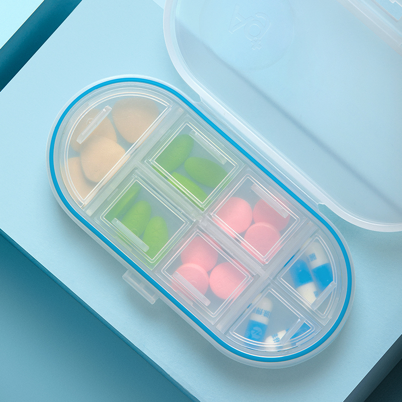 7 compartments portable pill box travel pill organizer Moisture Proof medicine case for Vitamin/Fish Oil/Pills/Capsule