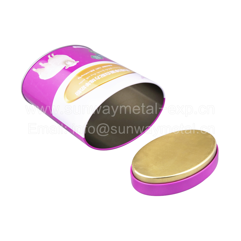 Oval shape tin for food packing or milk tablet
