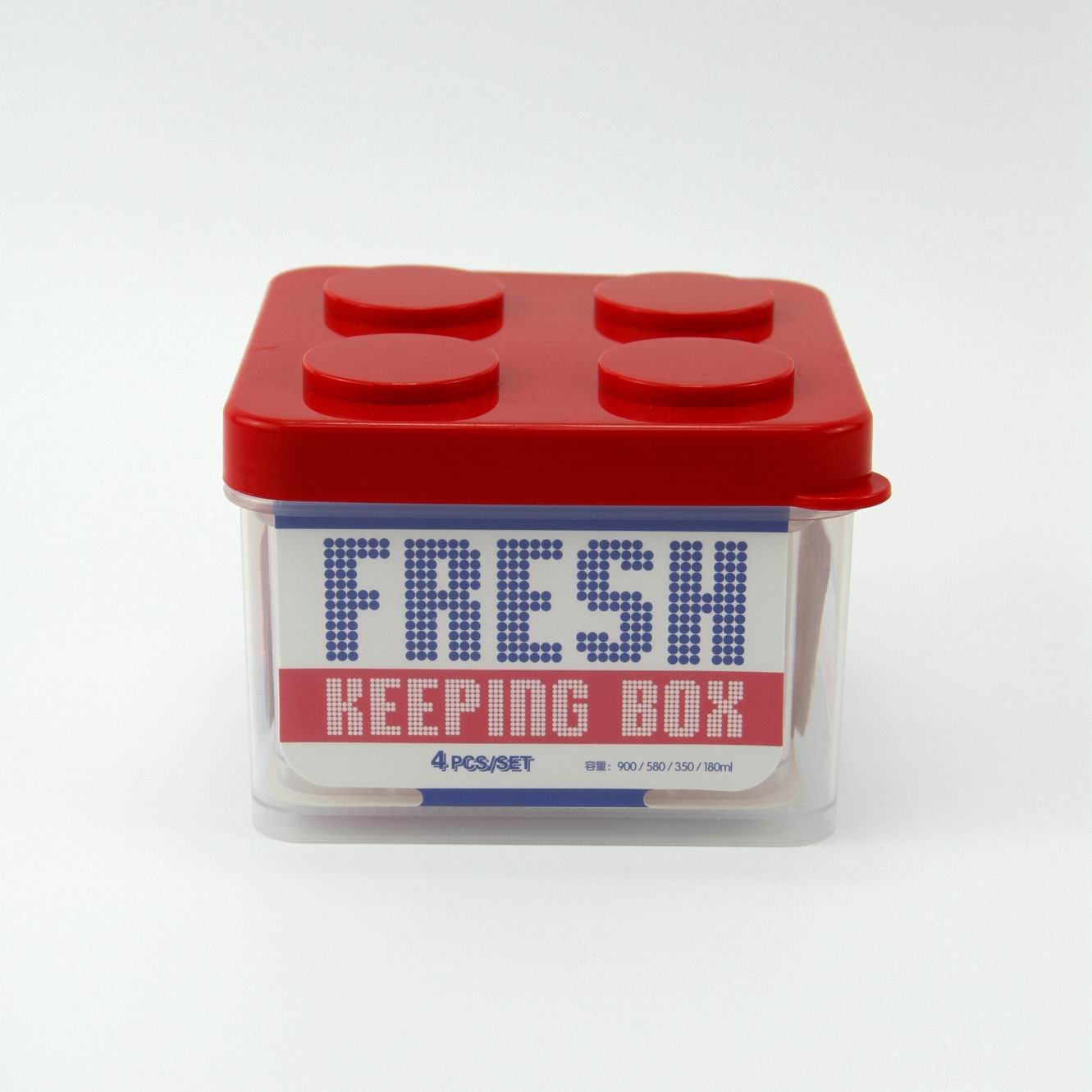 4pcs Square Mini Food Grade Plastic Storage Container Microwave Oven Keep Fresh Box Refrigerator Food Crisper Building Blocks Case