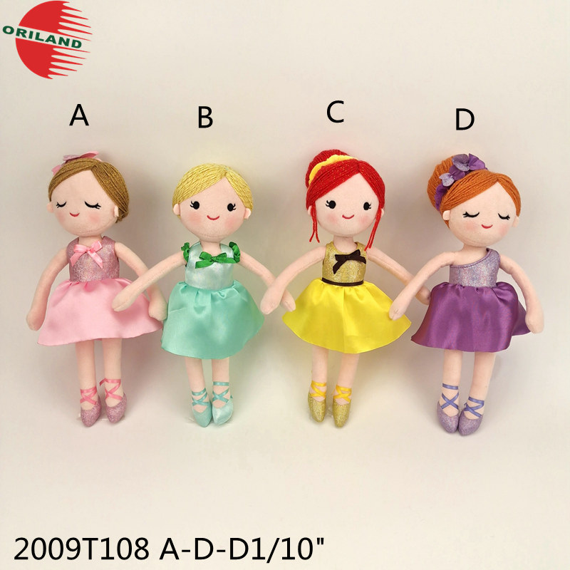 Plush ballet stuffed doll kids with dress custom made design wholesale cute dolls girl