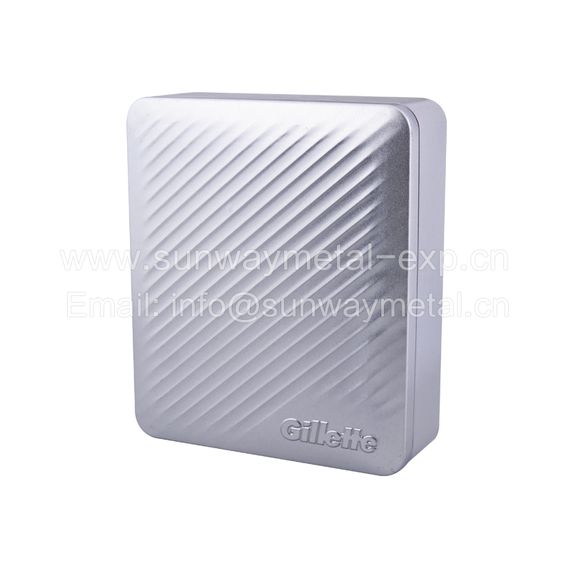 rectangle tin with embossed printing razor tin packaging
