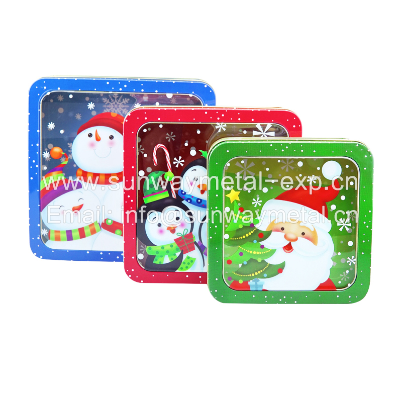 Square box set Christmas Tin Box