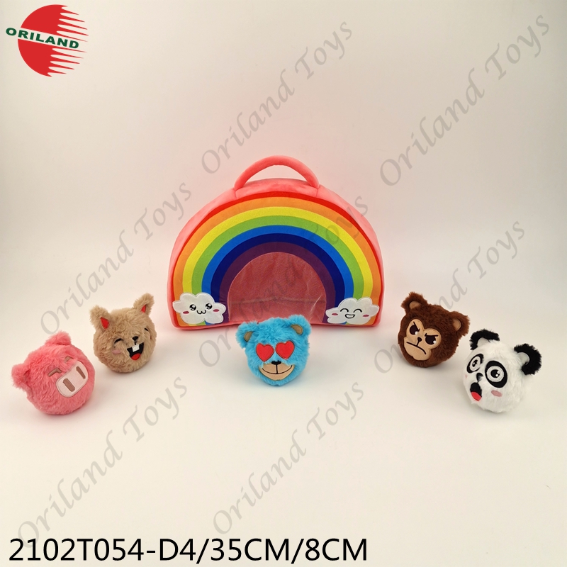 Rainbow collection bag with squishy Emoji stuffed animals