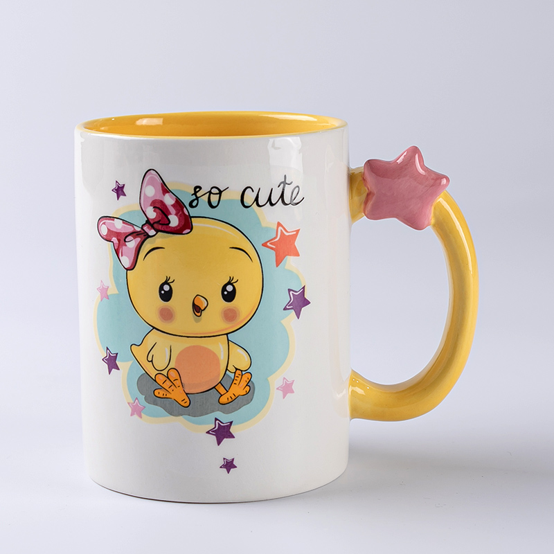 Ceramic yellow chicken series mugs
