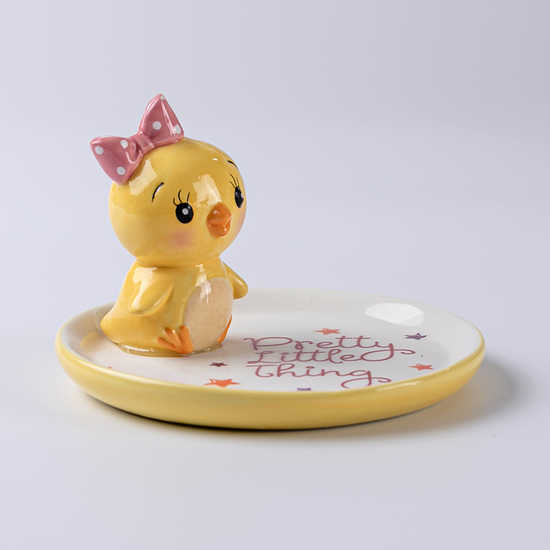 Ceramic little yellow chicken series jewelry plate
