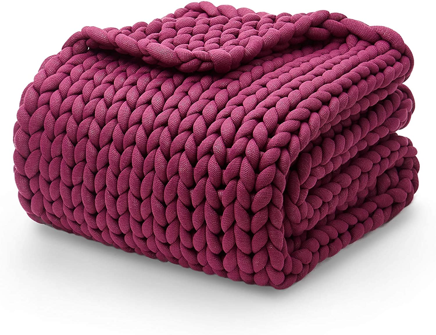 Red Sun hand made chunky knit weighted throw blanket for bed sofa chair