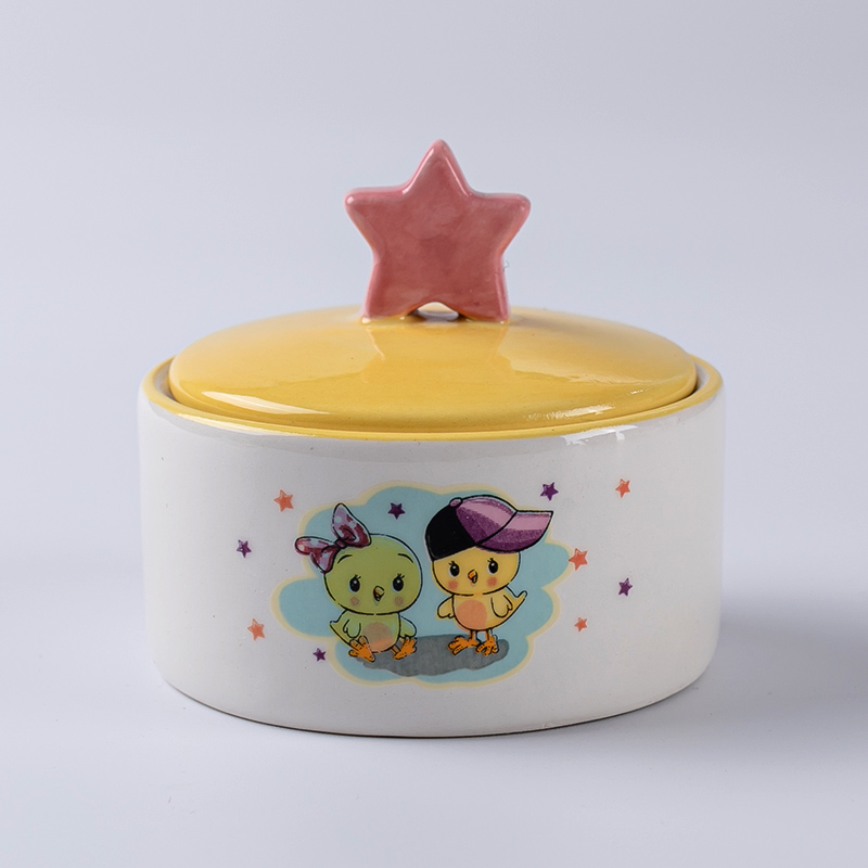 Ceramic little yellow chicken series jewelry box