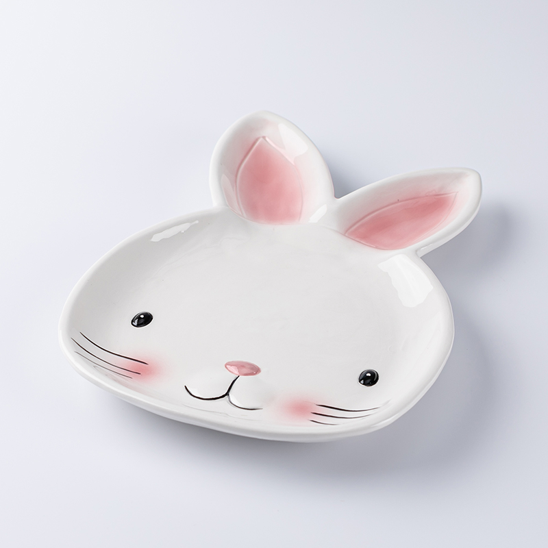 Ceramic white rabbit series lovely rabbit - shaped plate