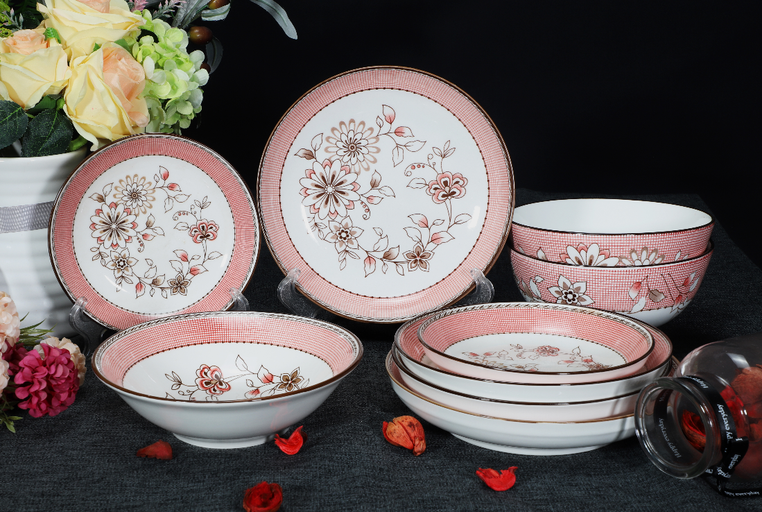 porcelain dinner set with pad printing design