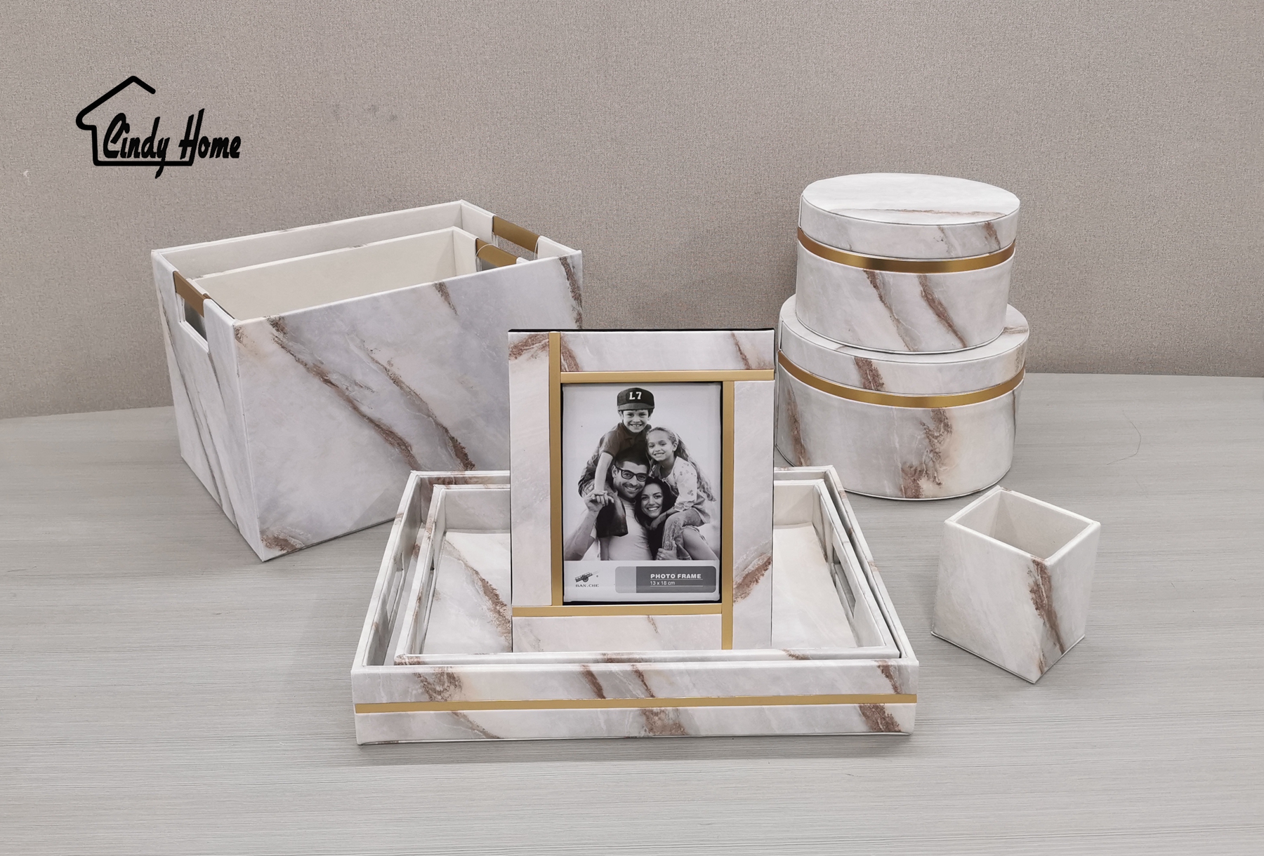 Marble Effect Pu Storage Containers