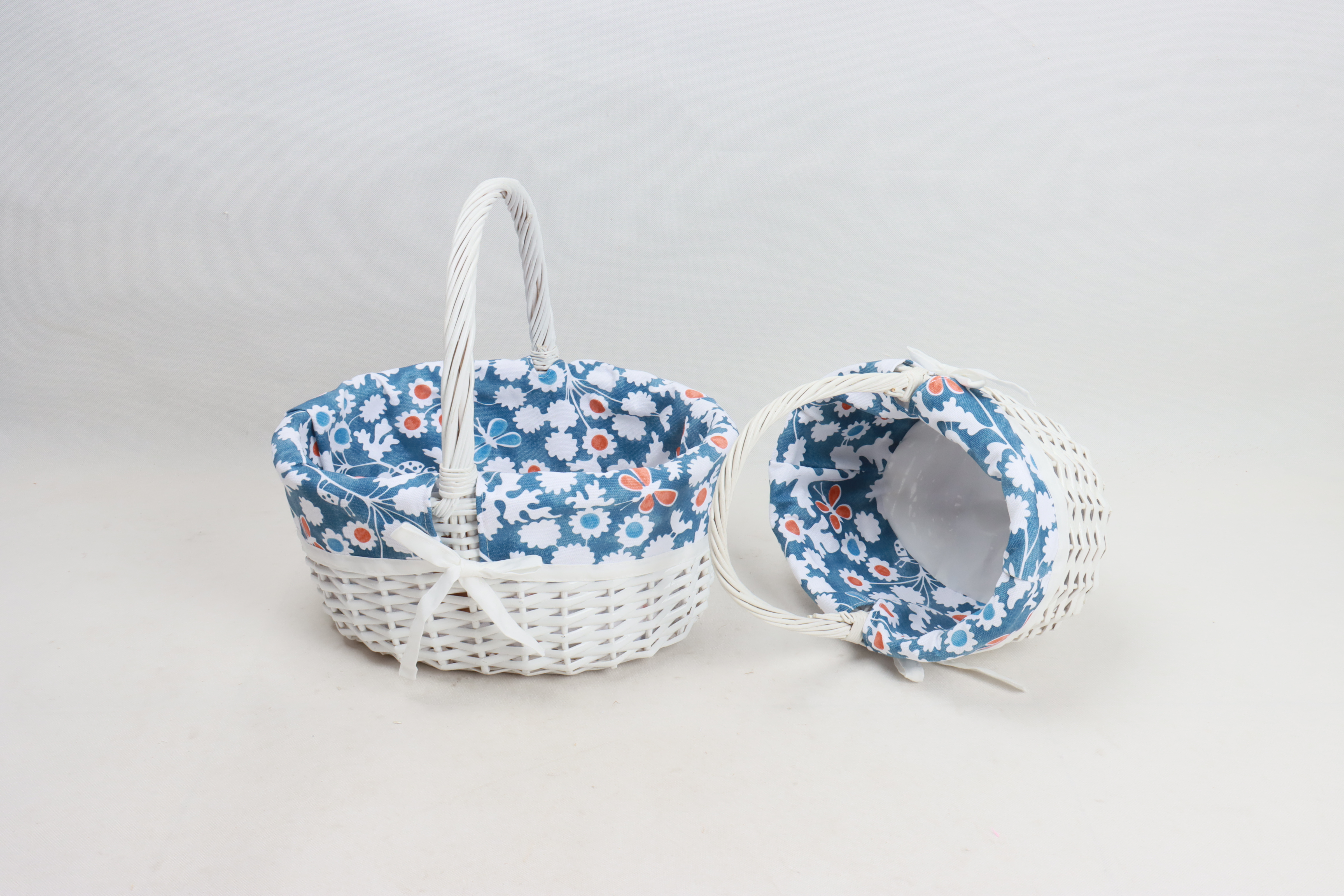 Oval handmade wicker basket gift willow basket with handles set of 2
