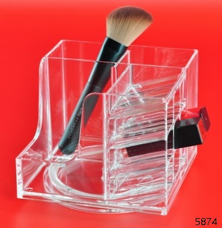 Rotating Transparent Cosmetic Storage Tray Acrylic Vanity Makeup Organizer lipstick