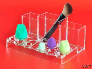 Transparent Cosmetic Storage Tray Acrylic Vanity Makeup Organizer Sponge