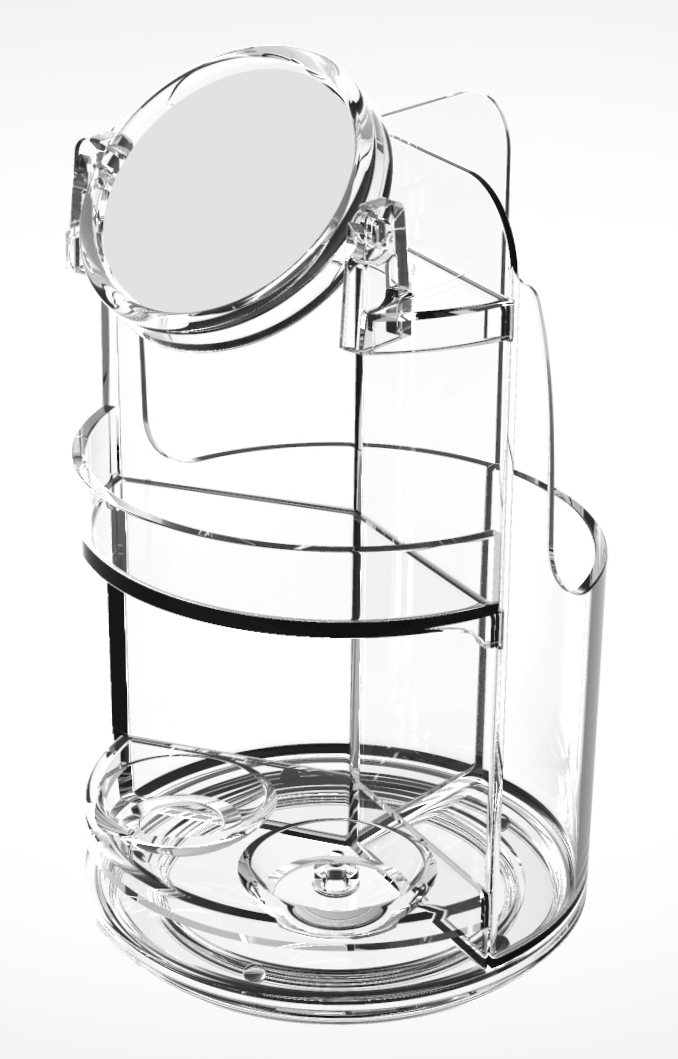 Rotating Transparent Cosmetic Storage Tray Acrylic Vanity Makeup Organizer Sponge