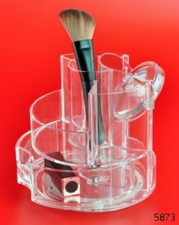 Rotating Transparent Cosmetic Storage Tray Acrylic Vanity Makeup Organizer Mirror