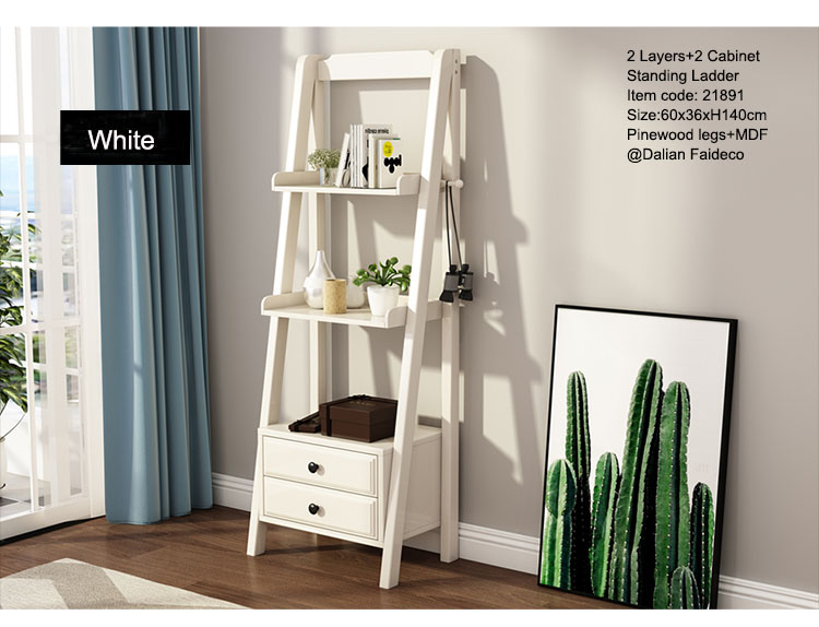 Wooden standing ladder with 2 MDF layers+2 drawers