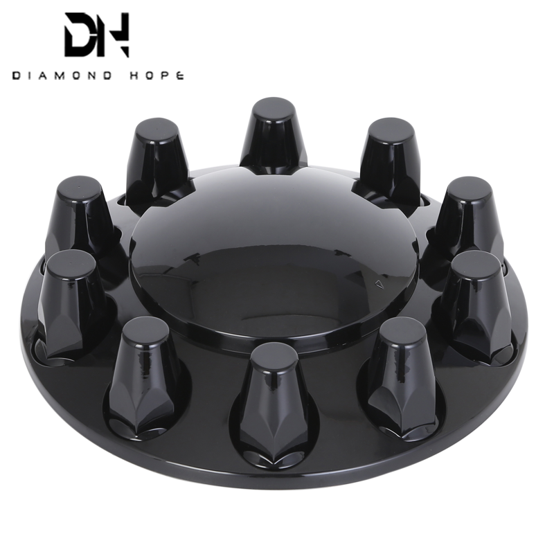 black 22.5 inch plastic truck wheel axle covers