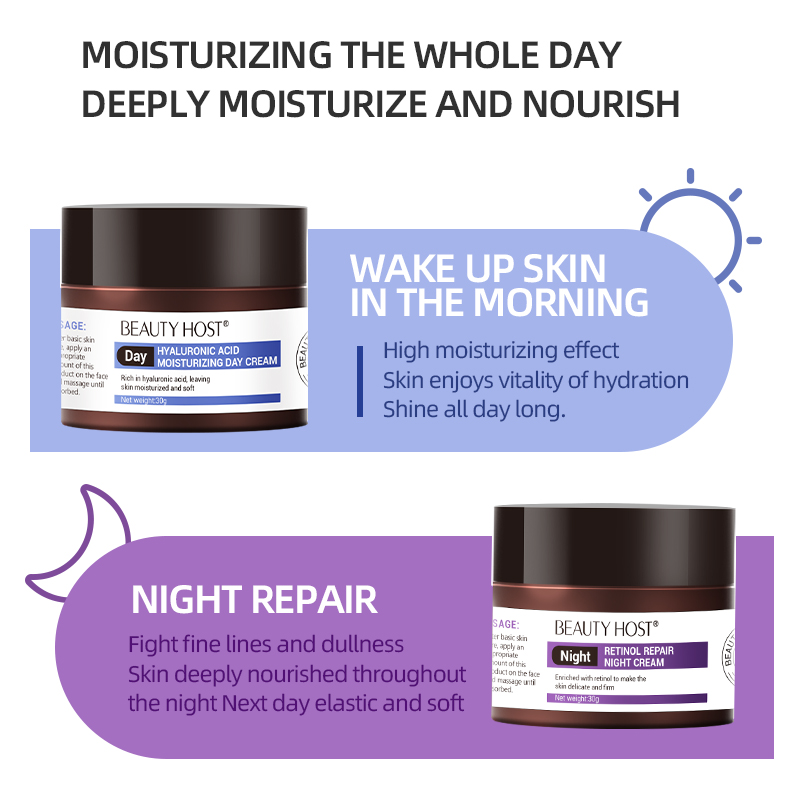 Beauty Host Hyaluronic Acid Moisturizing Day Cream &Retinol Repair Night Cream