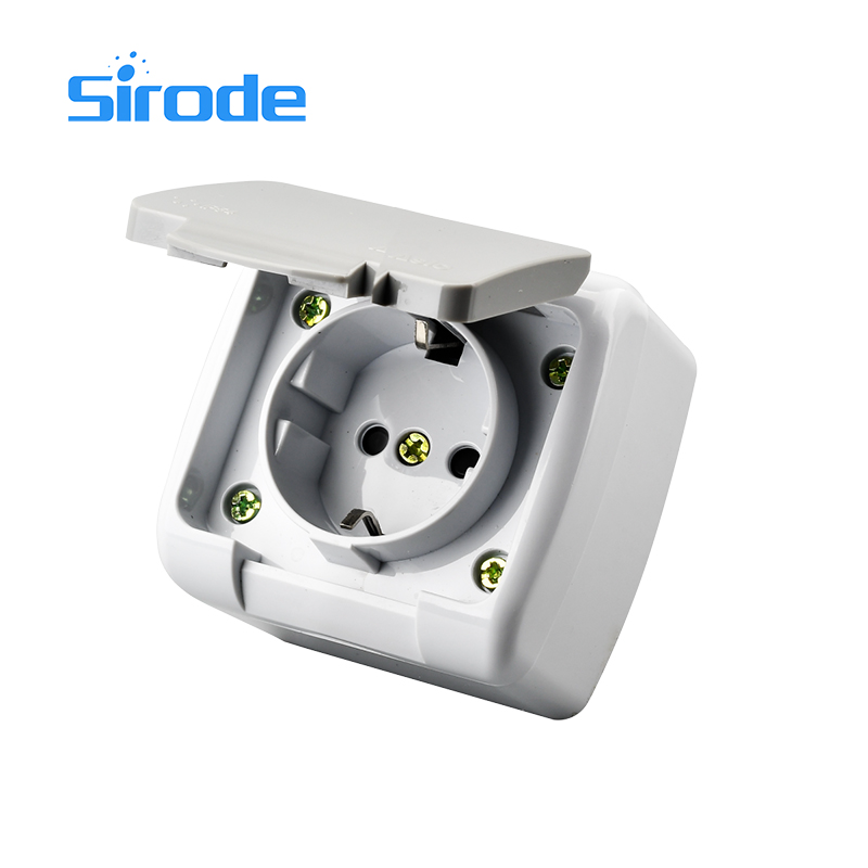 sirode 8005E 1 gang SCHUKO socket with protection cover IP54