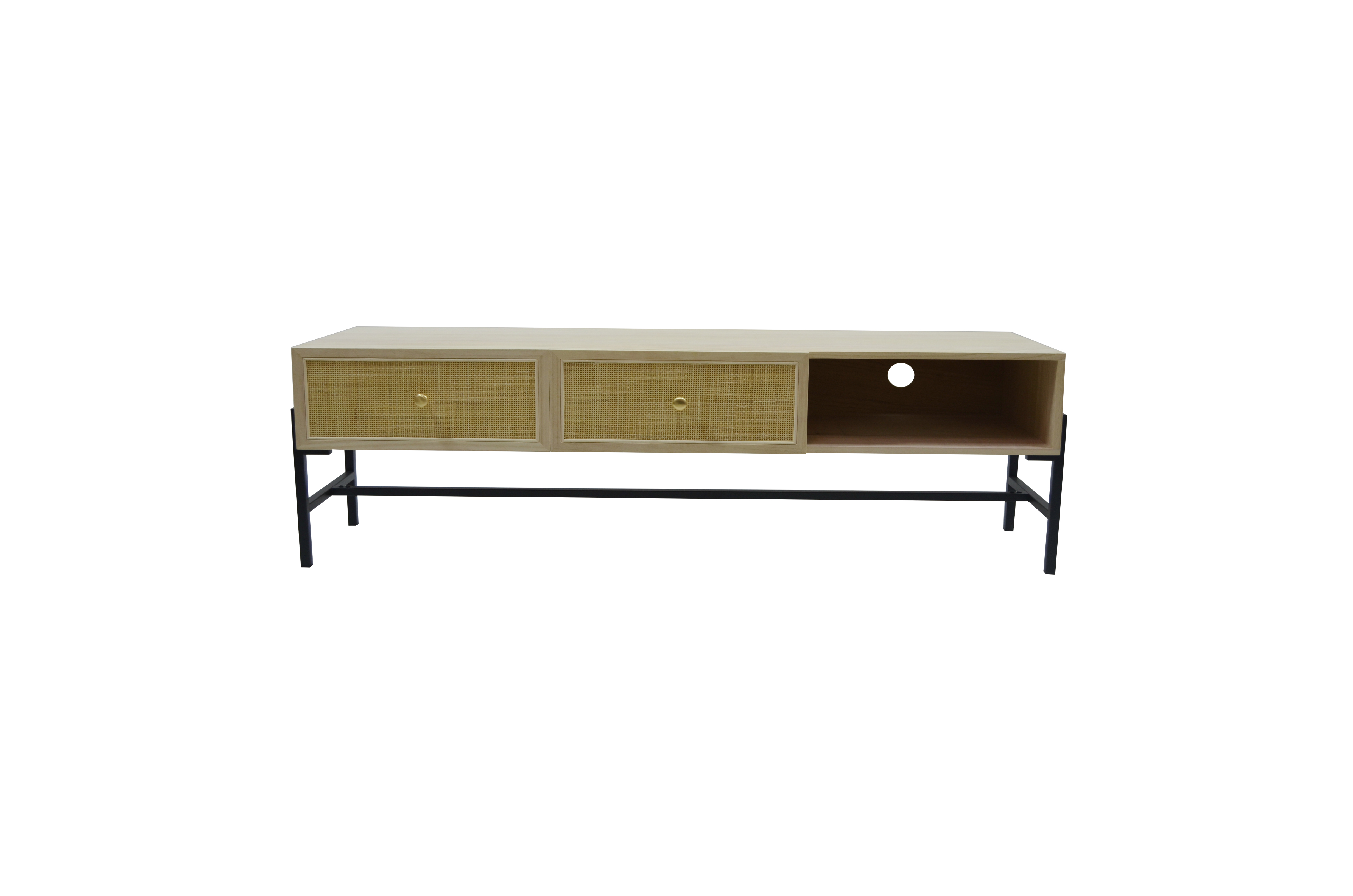rattan weave console table with iron foot