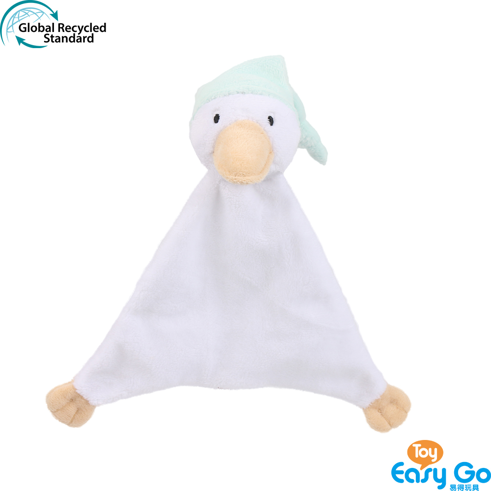 GRS certificated Soft baby comforter towel RPET material plush toy duck