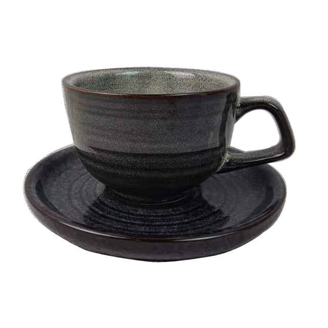 new style glossy reactive glaze cup and saucer