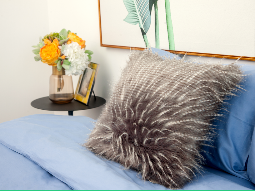 Decorative faux fur cushion round cushion