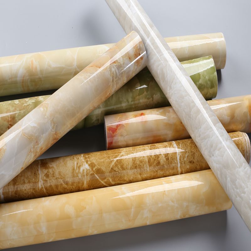 Self adhesive glossy marble wallpaper kitchen stickers