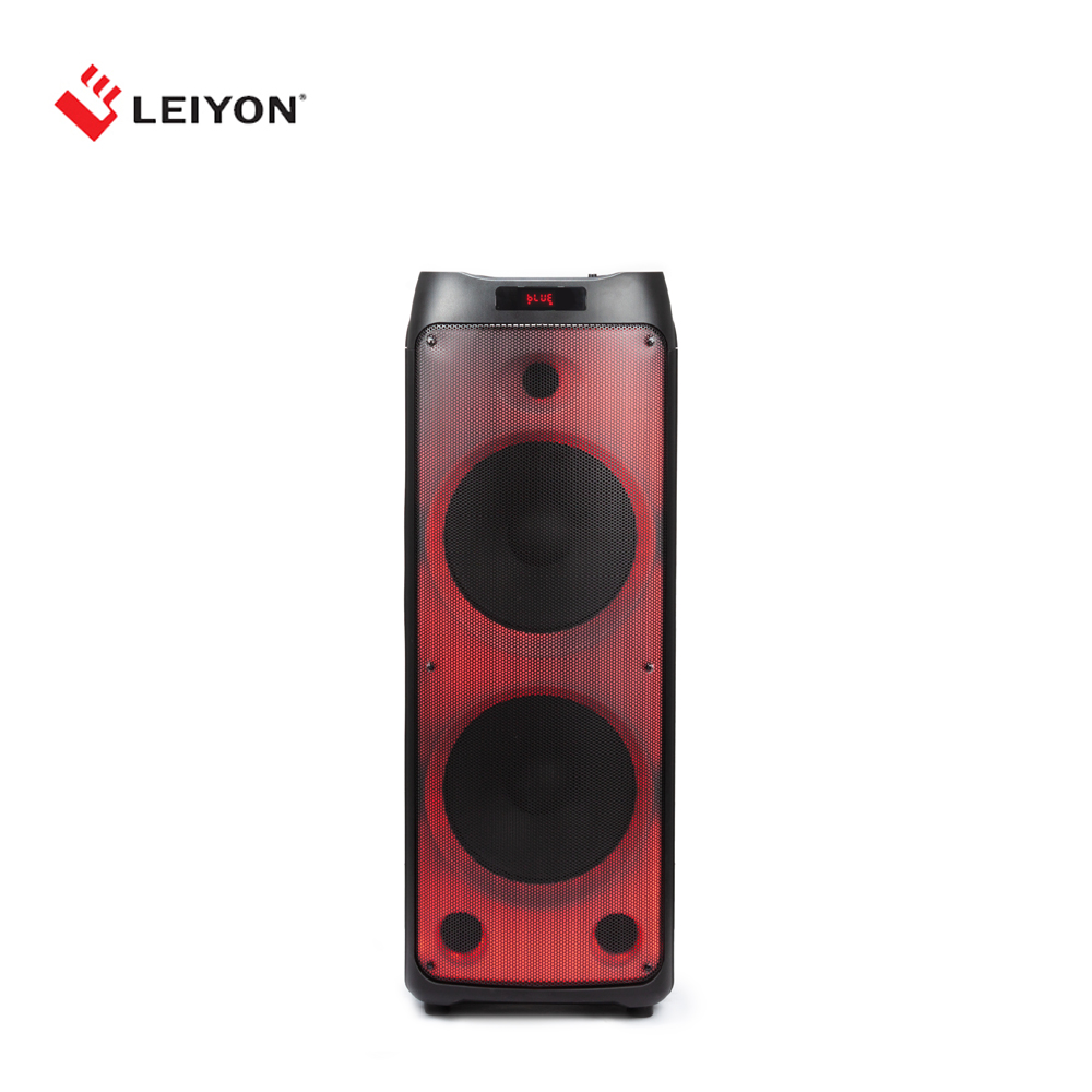 Double 12 inch portable bluetooth speaker dual woofer DJ karaoke plastic partybox sound speaker with led light