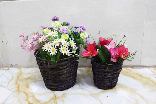 rattan woven planters