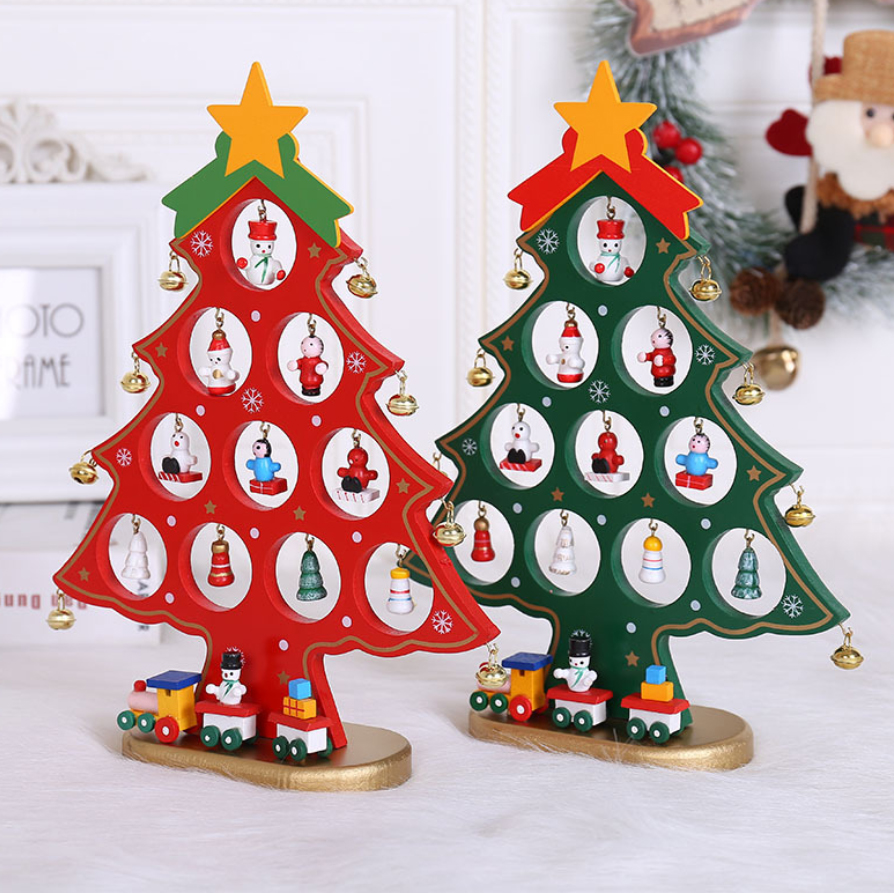 Mini Christmas Tree Wooden Christmas Tree Desktop Decoration for Christmas Home Decor