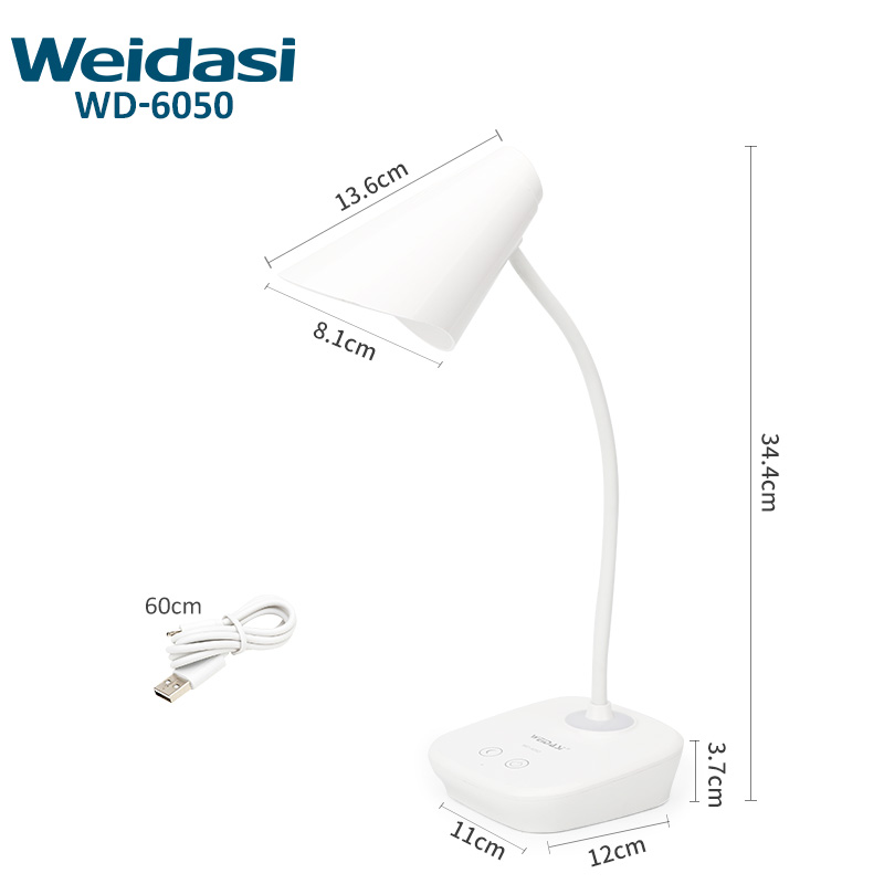 Rechargeable led reading light for home eye-caring table lamp with night light and USB input port