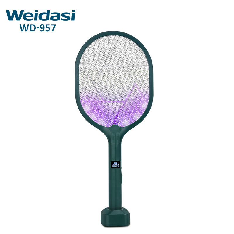 2021 new design 3in 1 rechargeable mosquito swatter with digital meter mosquito lamp