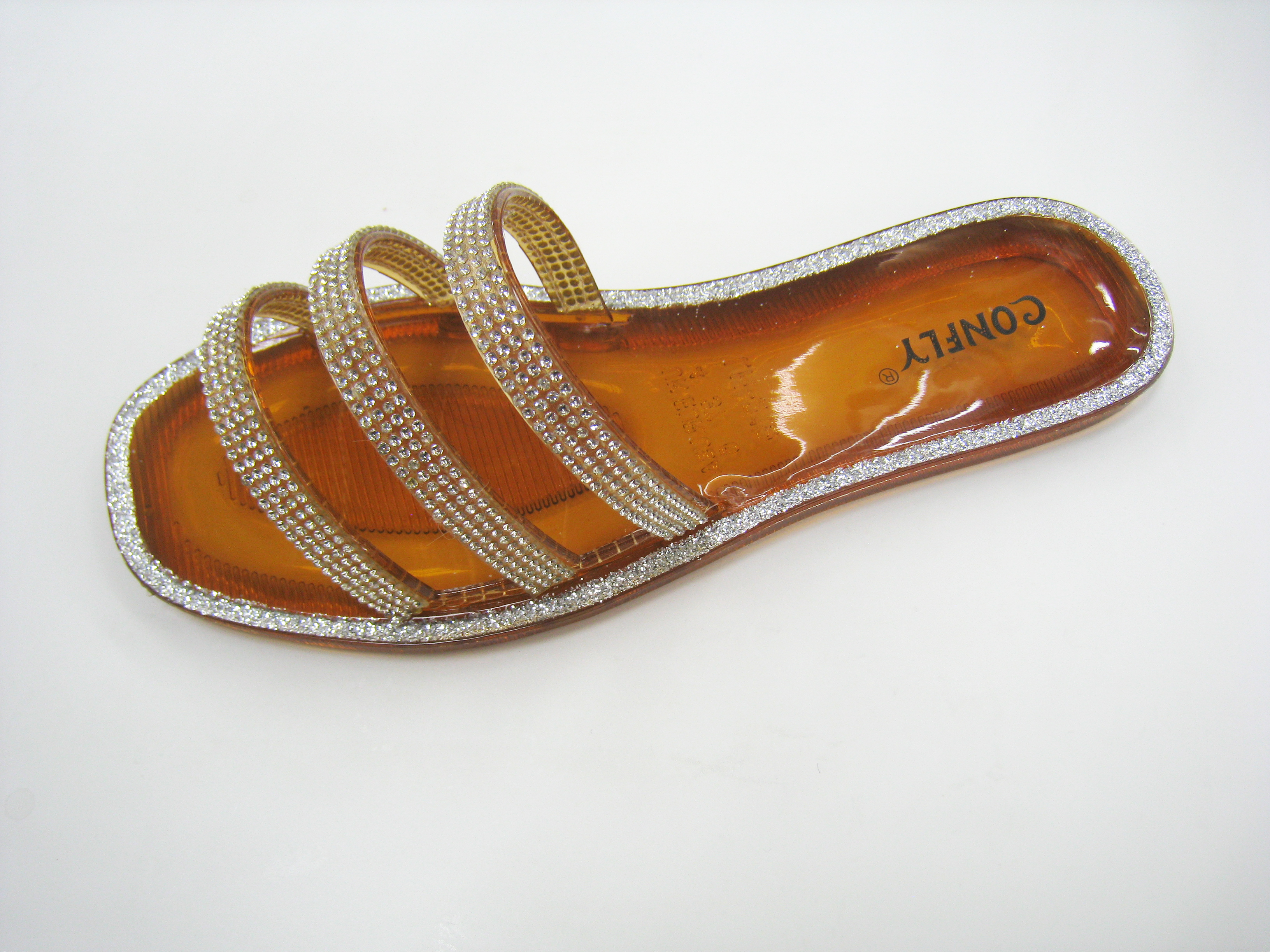 fashion casual beach indoors glitter diamond ladies' PVC jelly transparent color slippers slides
