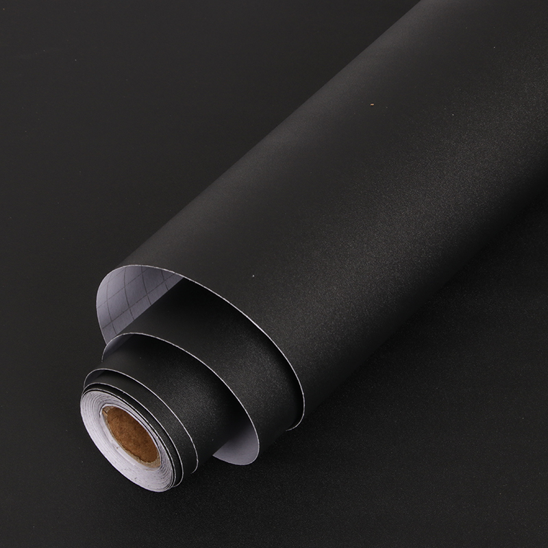 Black self adhesive PVC vinyl solid color embossed wallpaper