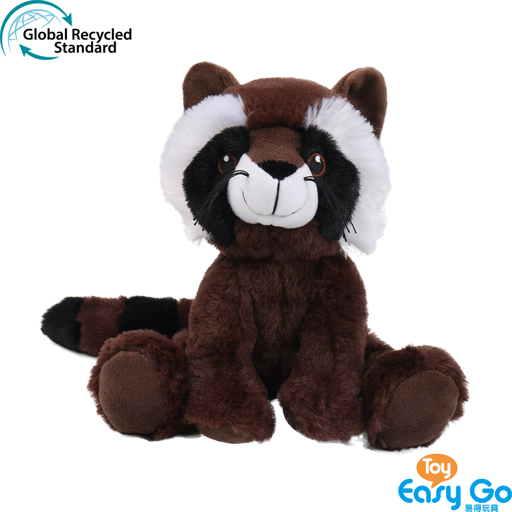 RPET material made from plastic bottle fabric wild animal series plush toy raccoon