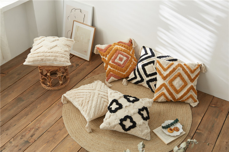 Embroidery Cushion Cover Tassels Home Decor Pillow Cover