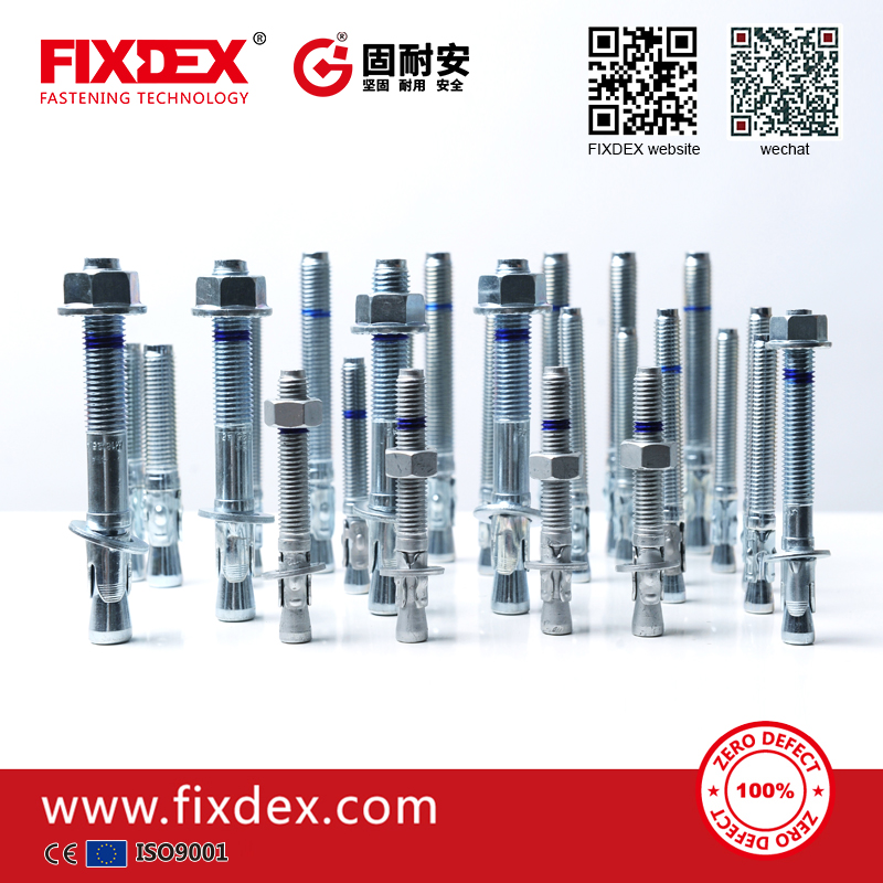 China Carbon steel 4.8 Expansion wedge anchor bolt zinc plated
