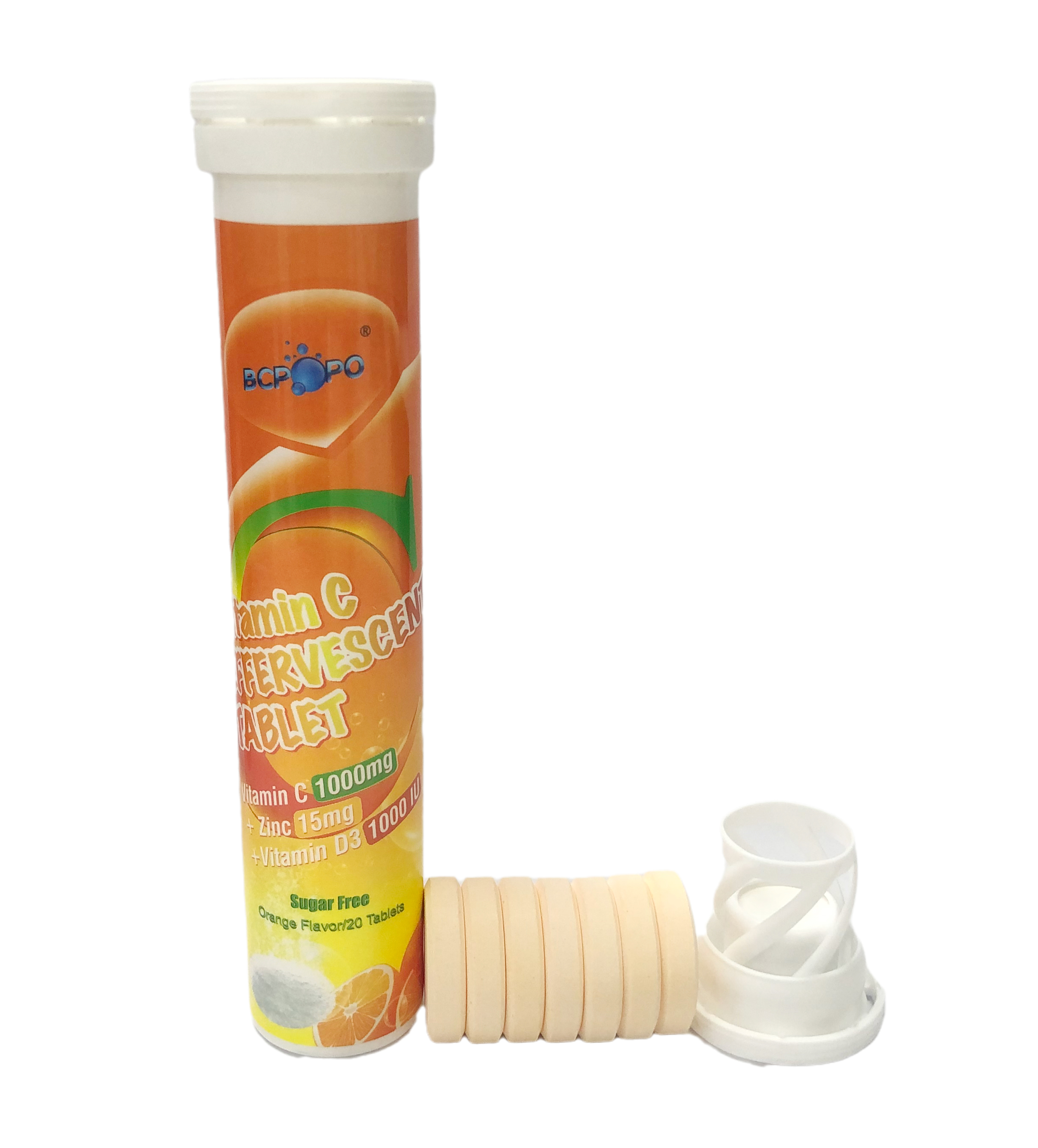 Orange flavour Vitamin C +Zinc+vitamin D3 effervescent tablets for immune body system