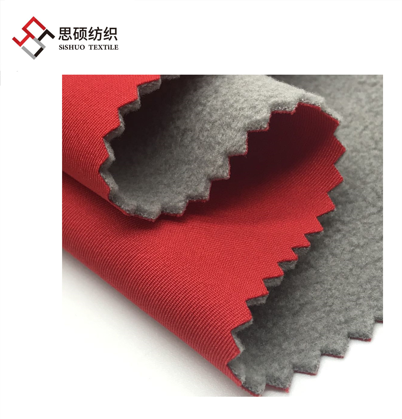 Three layers 75D twill pongee bonded TPU polar fleece soft shell fabric for outdoor jacket
