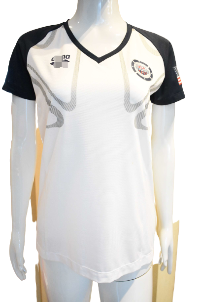 Womens sport V neck T shirt quick dry top with HT logo print