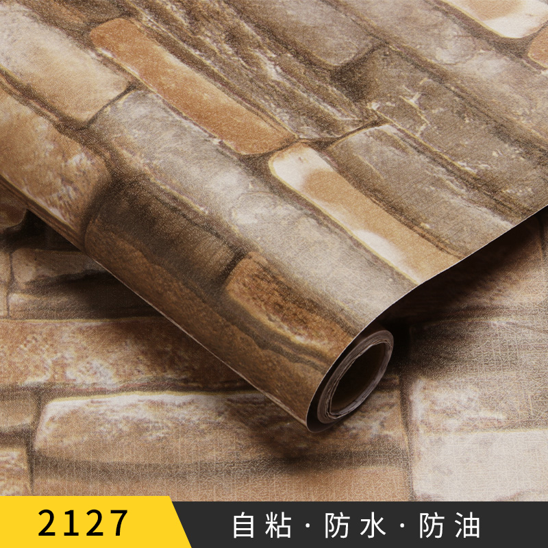 Factory supply cheap stone wall paper rolls 3d brick pvc self adhesive wallpaper