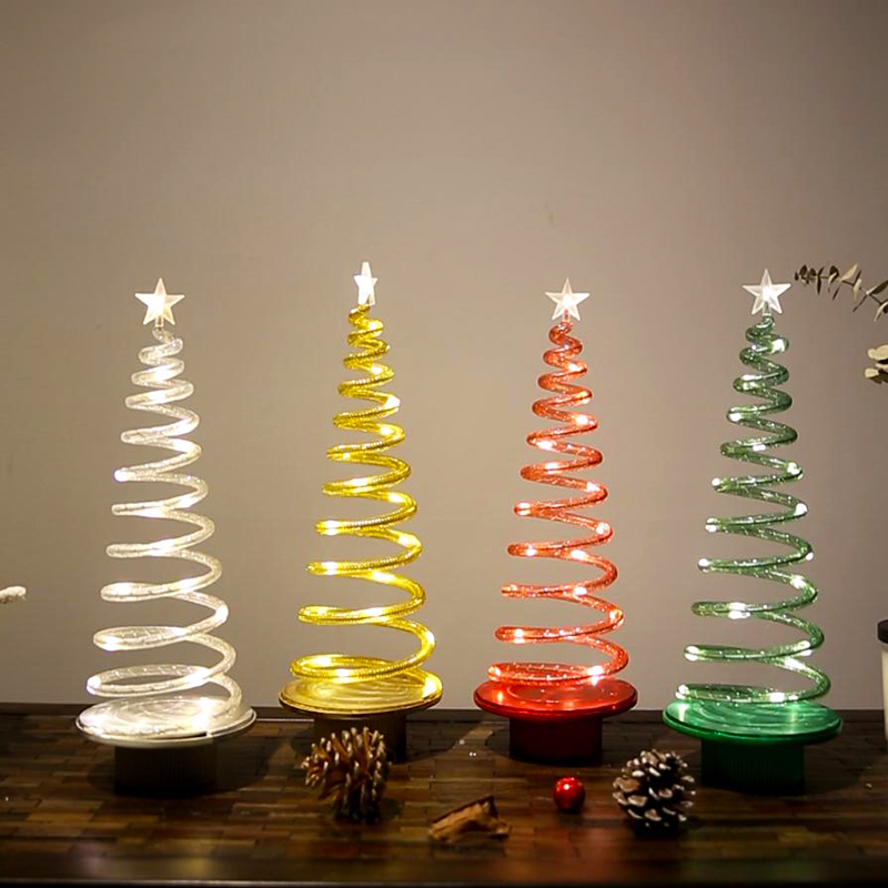 Red-house Tabletop ornament led lighted revolving spiral Christmas tree