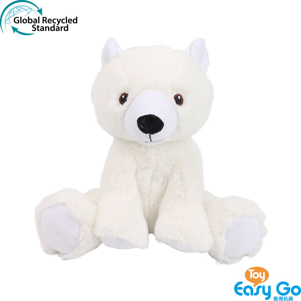 RPET material made from plastic bottle fabric wild animal series plush toy polar bear