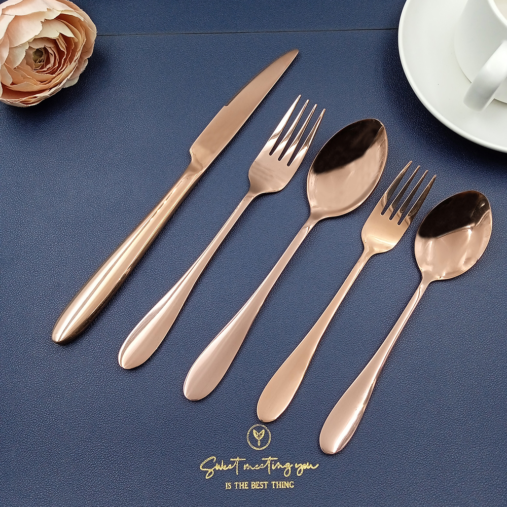 1012 rose gold plated flatware set 430 stainless steel for restaurants