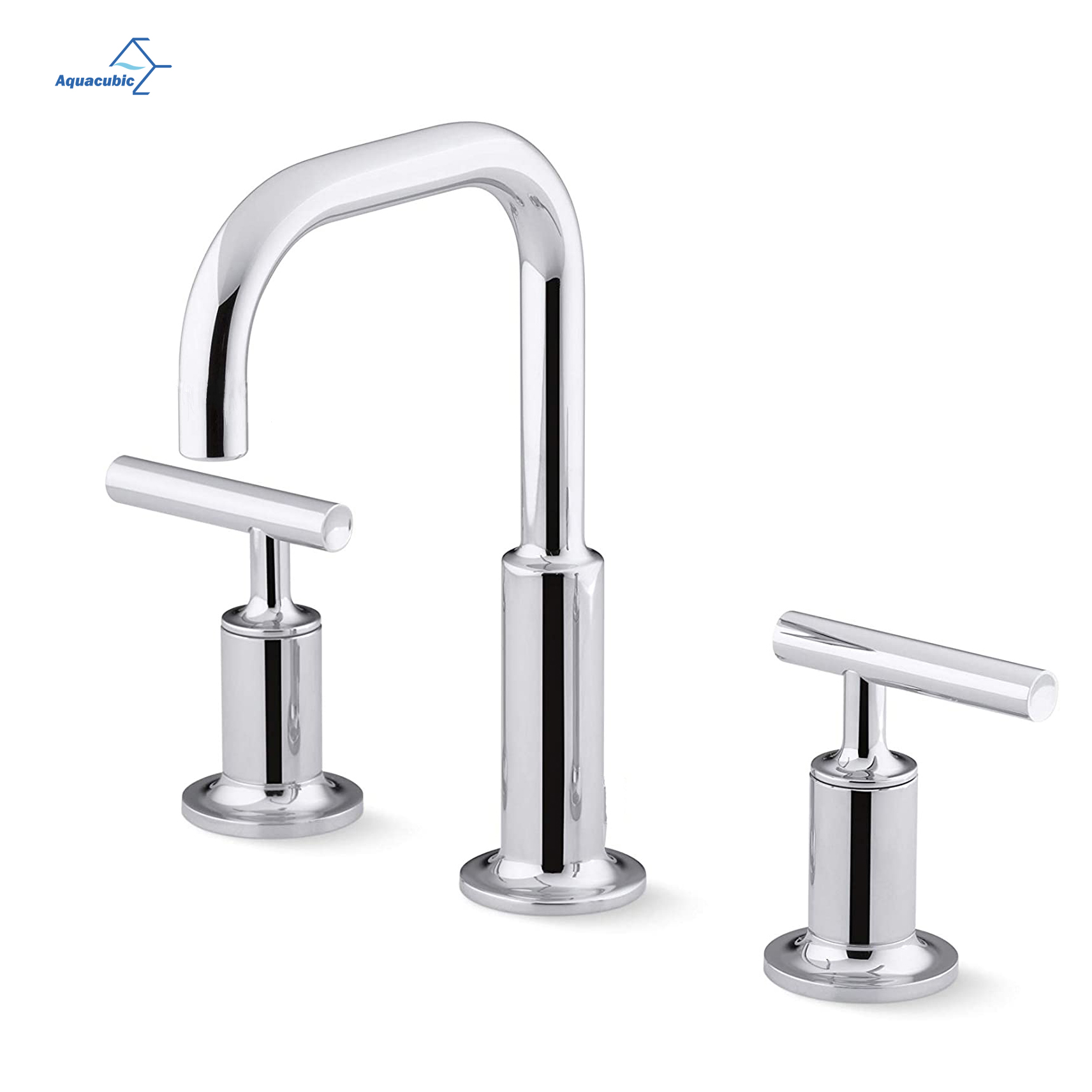Aquacubic cUPC Brass Widespread Mixer Lavatory Faucet Surface Gold Wash Basin Faucet Bathroom 3 holes 8 Inch Faucet