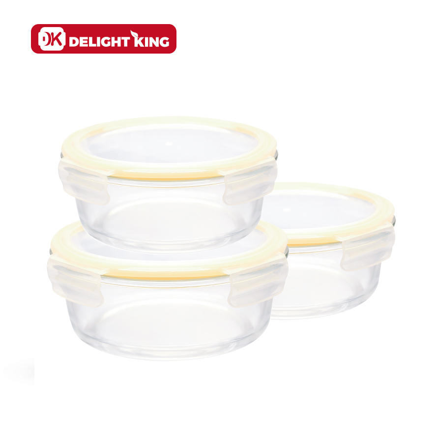 stackable design glass food containers set with PP lid heat resistant oven use glass container